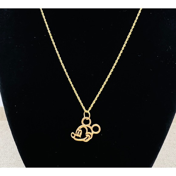 Disney Jewelry - Disney Mickey Mouse Outline Gold Over Sterling Silver Necklace Pendant
